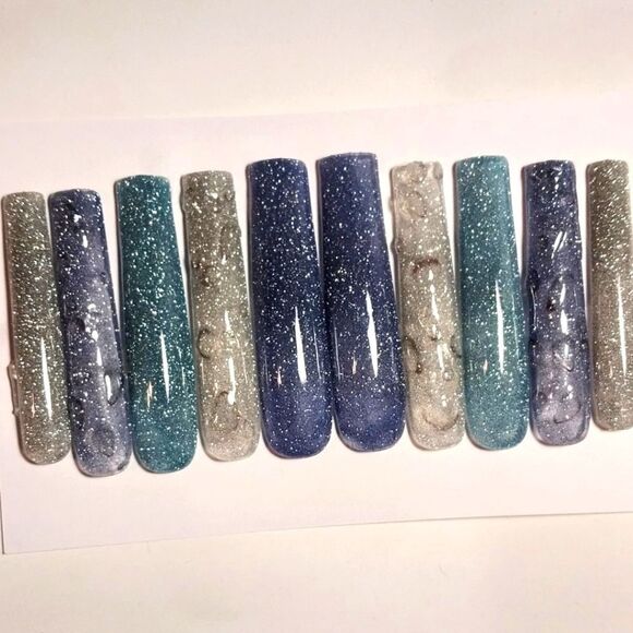 Hand Crafted Custom 10pc XXL Acrylic presson nails sz Small - Picture 1 of 8